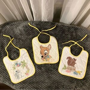 Vintage Paragon Disney Bambi Thumper Needlecraft Quilted Baby Bib Complete Set/3